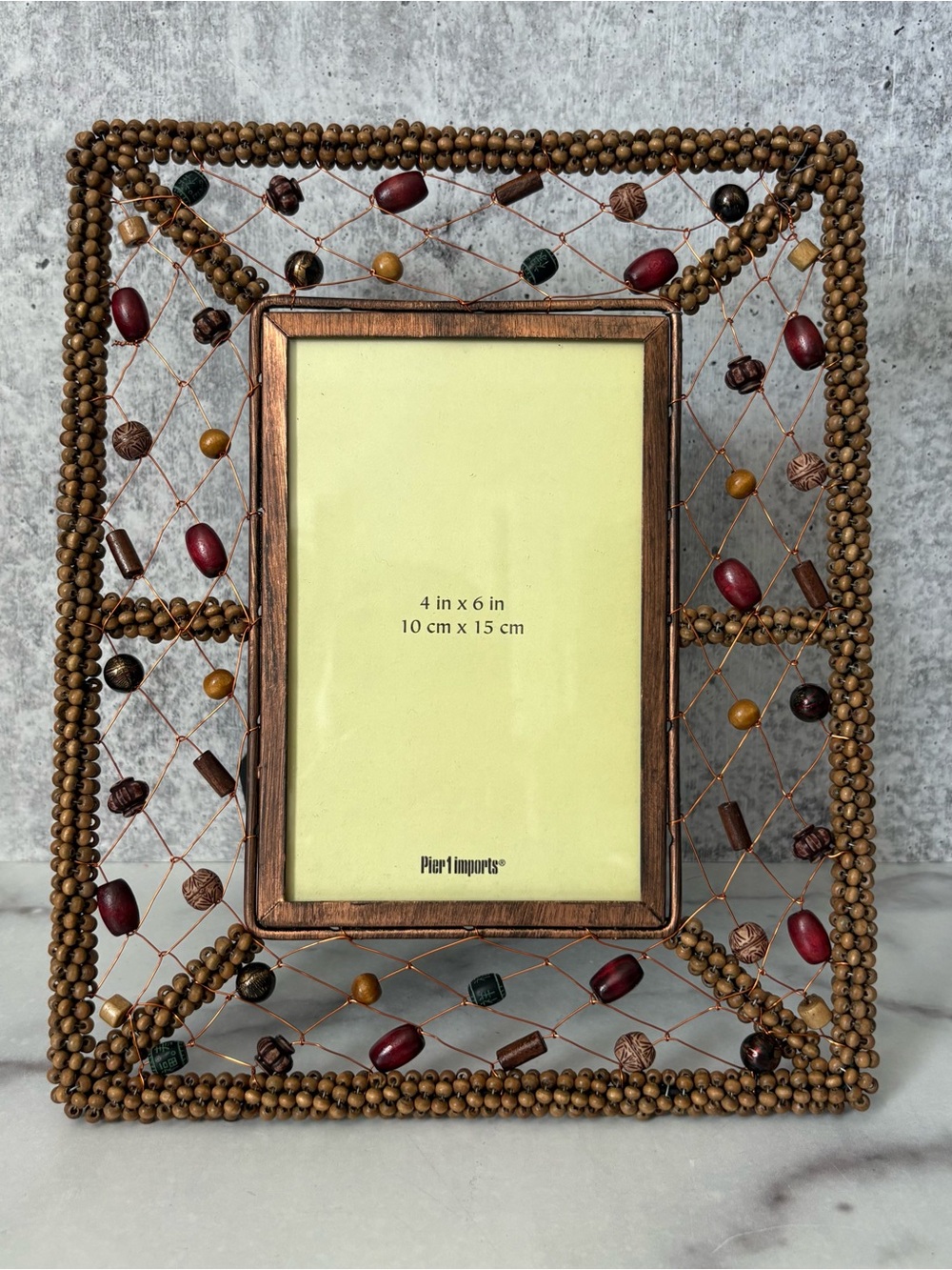 Vintage 2000s Pier 1 Beaded Picture Frame Y2K Global Eclectic